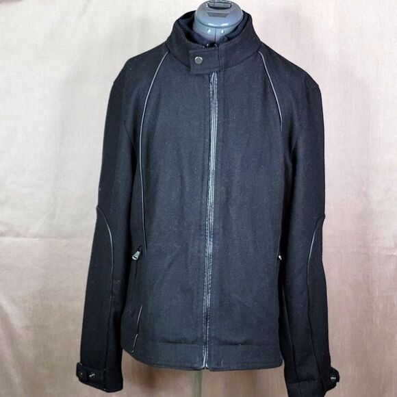 INTERNATIONAL CONCEPTS Black Wool Coat Large - Picture 1 of 10